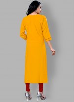 Yellow Embroidered Party Wear Kurti