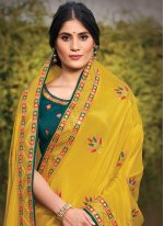 Yellow Embroidered Traditional Designer Saree