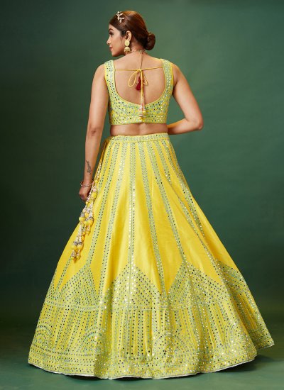 Yellow Engagement Silk Designer Lehenga Choli