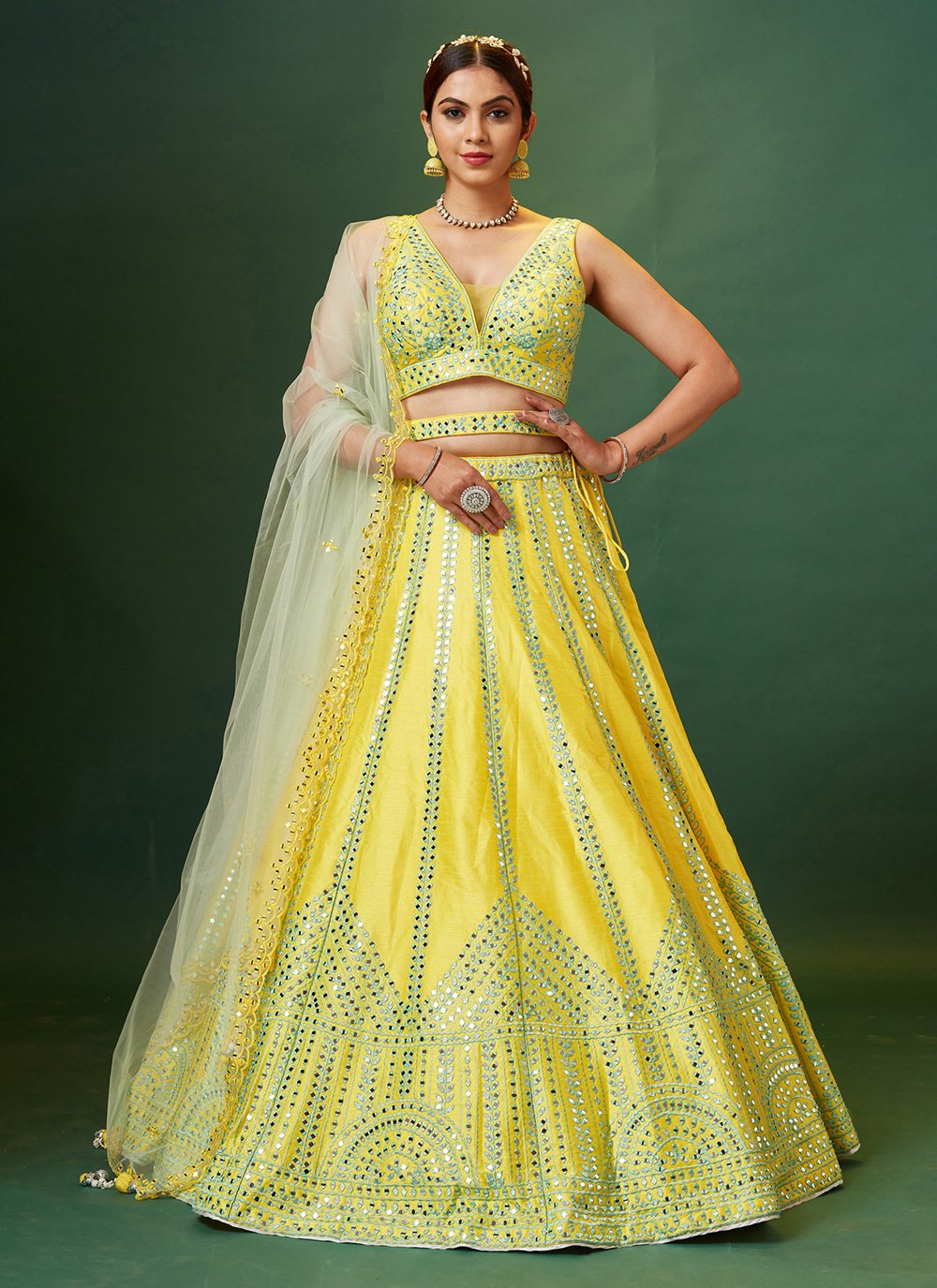 Light Yellow Brocade Indian Lehenga Saree For #Engagement #Lehenga #Style # Saree #nikvik #usa #designer #australia… | Fancy sarees, Indian party wear, Saree  designs