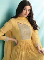 Yellow Faux Georgette Readymade Salwar Suit