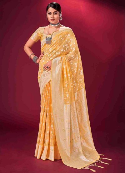 Yellow Festival Banarasi Silk Classic Designer Saree