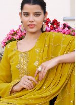 Yellow Festival Faux Georgette Designer Pakistani Suit