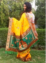 Yellow Festival Vichitra Silk Designer Traditional Saree