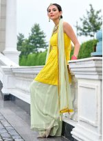 Yellow Georgette Embroidered Trendy Salwar Suit