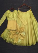 Yellow Patchwork Chanderi Silk Trendy Lehenga Choli