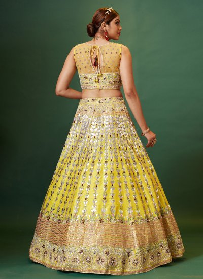 Yellow Pure Silk Wedding Trendy Lehenga Choli