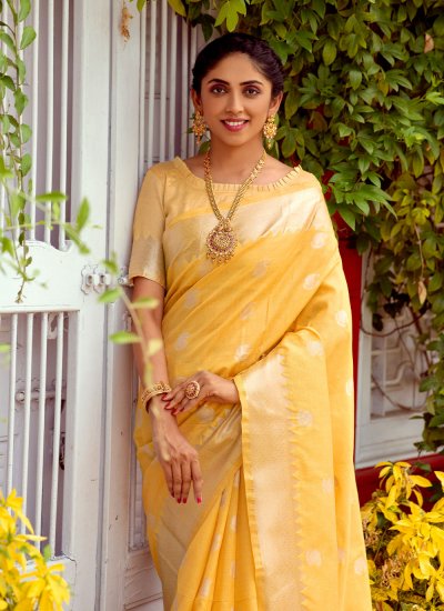 Yellow Silk Butta Classic Saree