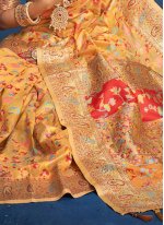Yellow Silk Designer Traditional Saree