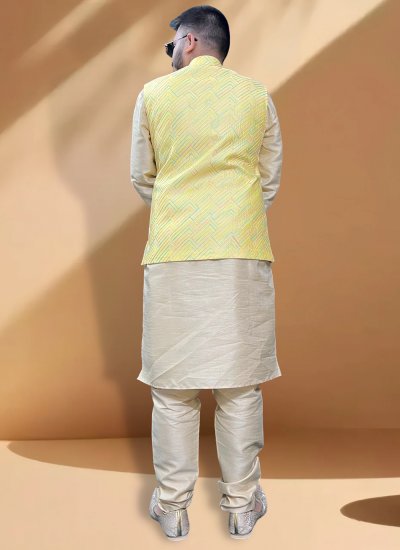 Yellow Silk Nehru Jackets