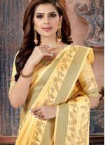 Yellow Silk Party Traditional Saree