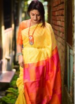 Yellow Silk Traditional Designer Saree
