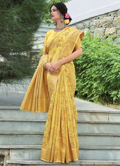 Yellow Weaving Traditional Designer Saree