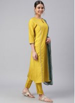 Yellow Woven Sangeet Straight Salwar Suit
