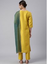 Yellow Woven Sangeet Straight Salwar Suit