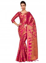 Zari Kanjivaram Silk Classic Designer Saree in Pink