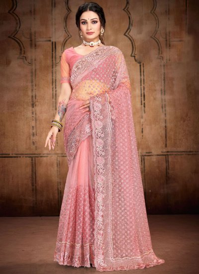 Zari Net Classic Saree in Pink