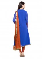 Zesty Blue Embroidered Faux Georgette Readymade Anarkali Salwar Suit
