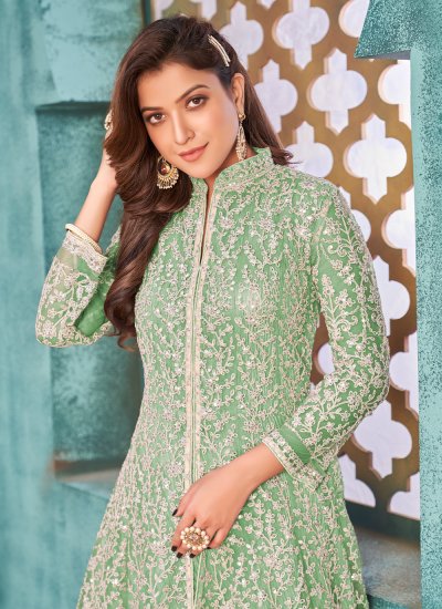 Zesty Green Wedding Designer Floor Length Salwar Suit
