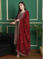 Absorbing Georgette Red Designer Salwar Suit