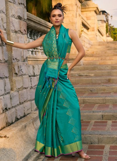Adorable Weaving Silk Rama Contemporary Saree