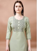 Adorning Green Blended Cotton Trendy Salwar Kameez