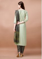 Adorning Green Blended Cotton Trendy Salwar Kameez
