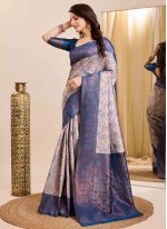 Adorning Multi Colour Jacquard Work Kanjivaram Silk Contemporary Saree
