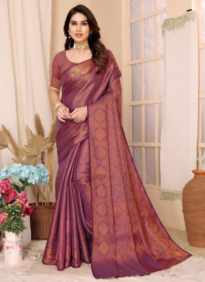 Amazing Kanjivaram Silk Weaving Purple Classic Saree