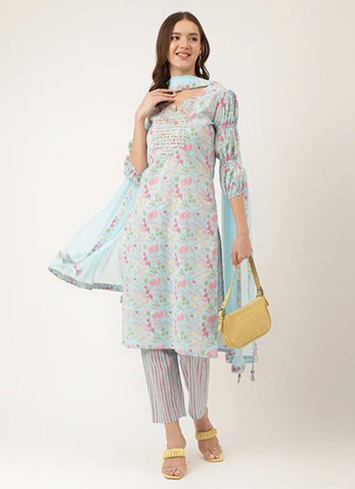 Angelic Floral Print Readymade Salwar Suit