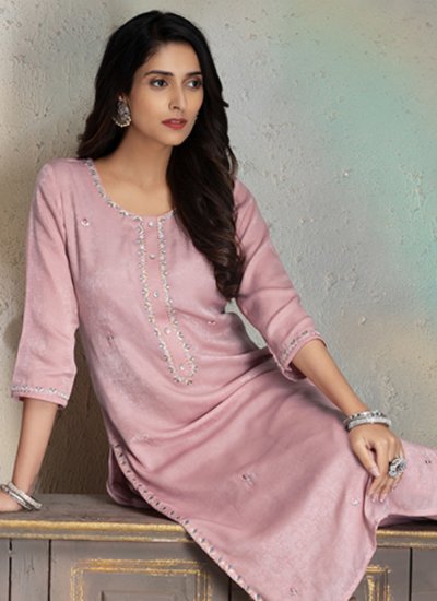 Appealing Pink Embroidered Designer Salwar Kameez