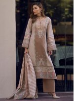 Aristocratic Beige Cotton Lawn Trendy Salwar Suit