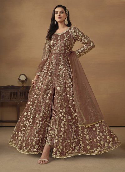 Aristocratic Embroidered Net Pant Style Suit