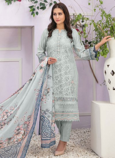Aristocratic Georgette Grey Embroidered Trendy Salwar Kameez