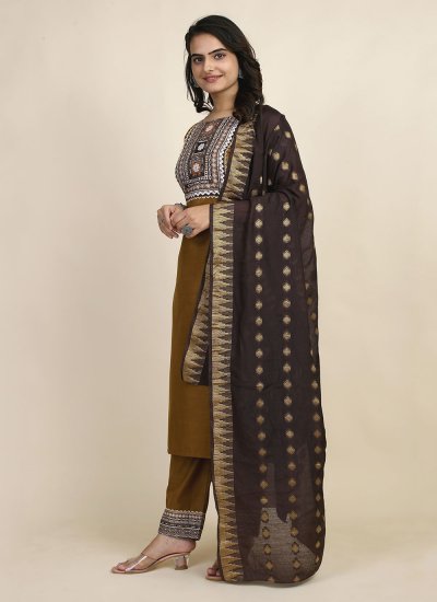Arresting Brown Designer Salwar Suit