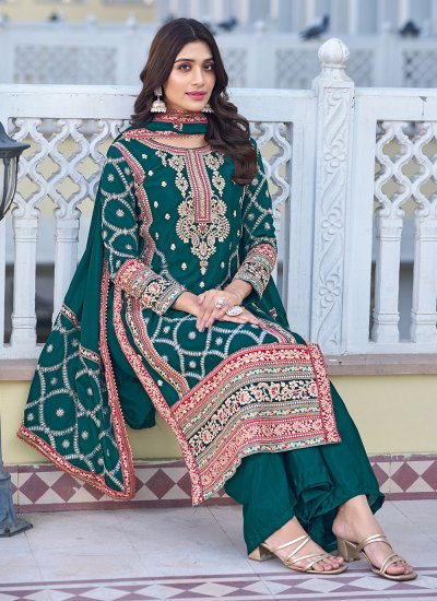 Arresting Embroidered Wedding Palazzo Salwar Suit