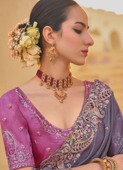 Astounding Cutwork Silk Classic Saree