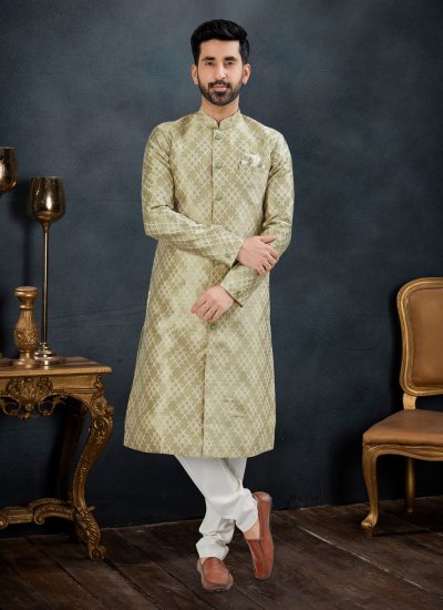 Banarasi Jacquard Fancy Green Kurta Pyjama
