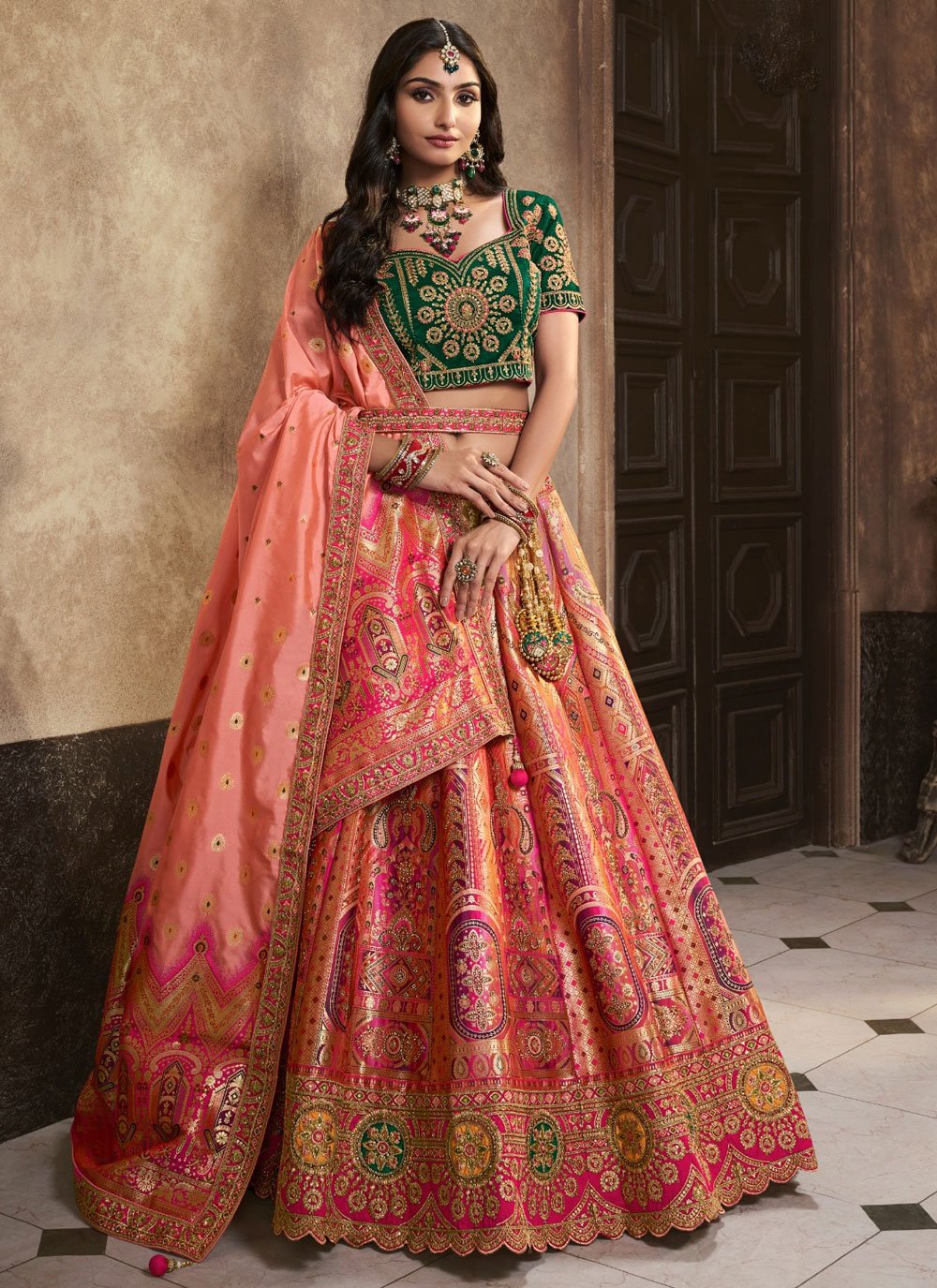 Fashion Outfits Lehenga for Eid in Teal Green Embroidered Fabric LLCV111351