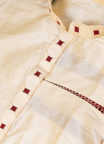 Banarasi Silk Fancy Kurta Pyjama in Cream