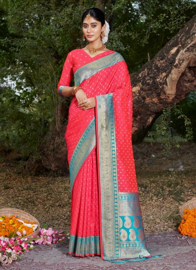 Banarasi Silk Pink Designer Traditional Saree