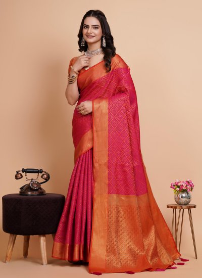 Banarasi Silk Pink Trendy Saree