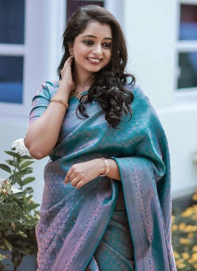 Banarasi Silk Rama Designer Saree