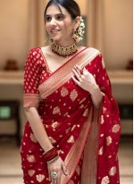 Banarasi Silk Red Classic Saree