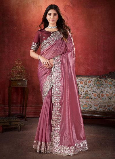 Beautiful Silk Pink Zari Trendy Saree