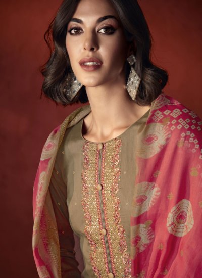 Beige Embroidered Trendy Salwar Suit