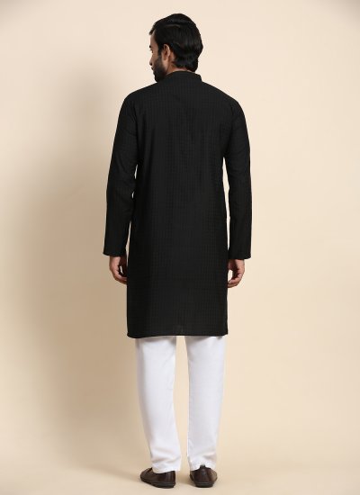 
                            Black Plain Festival Kurta Pyjama