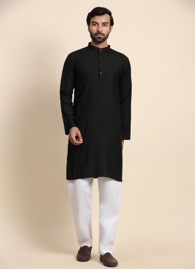 Black Plain Festival Kurta Pyjama