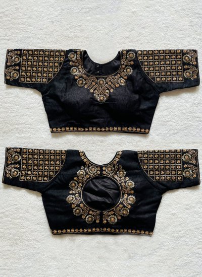Black Silk Embroidered Blouse