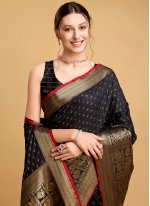 Black Silk Weaving Contemporary Saree